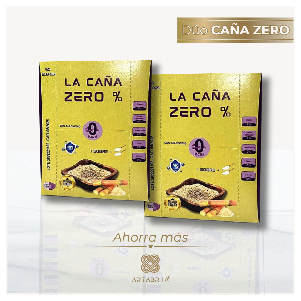 Dúo de la Caña Zero Artabria, dos cajas de endulzante 0 calorías.
